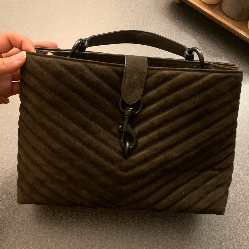 Rebecca Minkoff Expresso Edie Large Top Handle Satchel in suede.